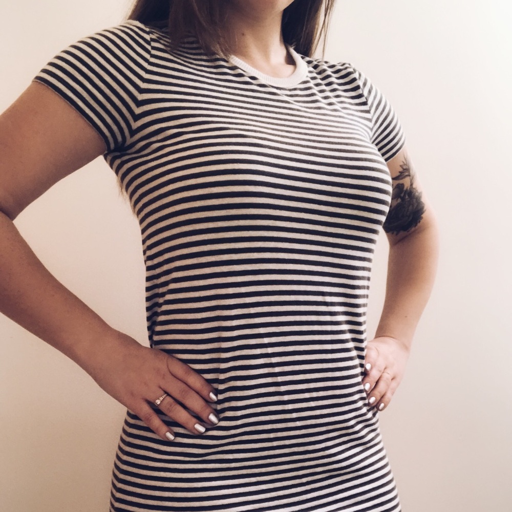 Dark green striped t shirt dress!